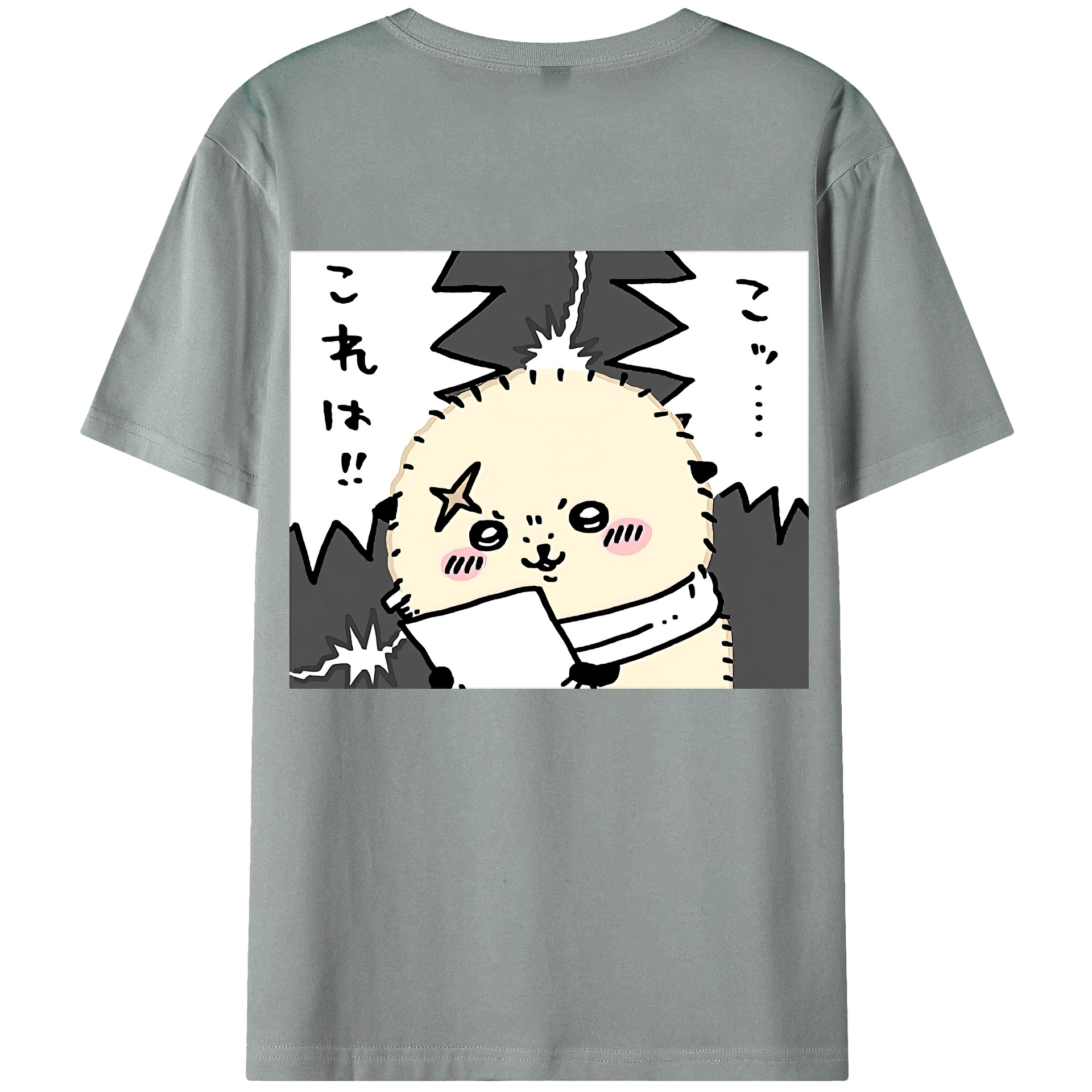 （画像用） ちいかわ ラッコ Chii-kawa Sea otter 綿100％ メンズ半袖Tシャツ（バックプリント） 通気性